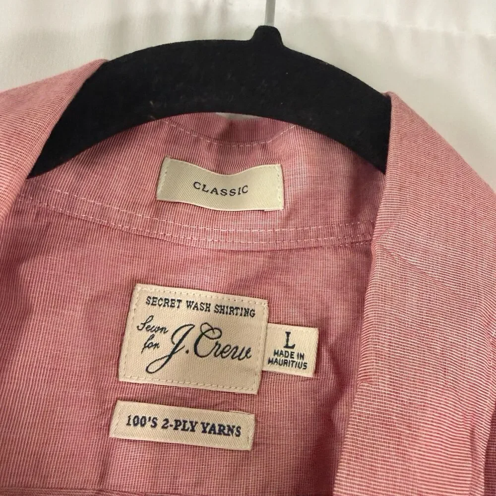 J. Crew 100's 2-PLY Yarns Dress Shirt Men's Large Red Long Sleeve Button Up